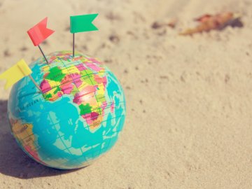globe on sand